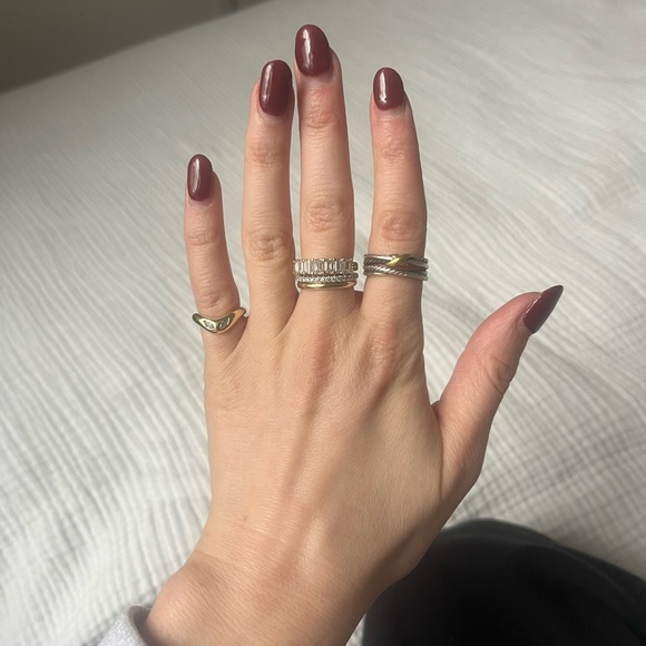 David Yurman Sterling Silver and 18K Gold X Crossover Band Ring, Size 5 - Picture 4 of 6